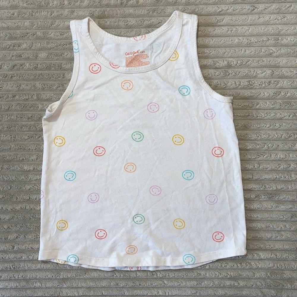 Cat & Jack Girls’ Rainbow Smiley Tank Top | Size S (6/7)🙂🌈